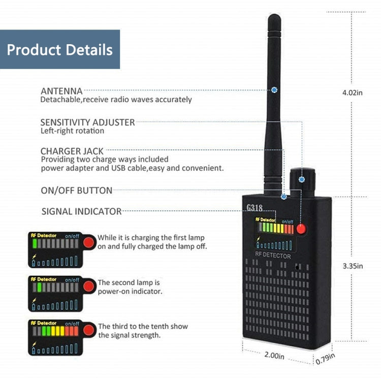 G318 Anti-eavesdropping and Anti-candid Shooting Signal Detector GPS Locator G318 Anti-eavesdropping and Anti-candid Shooting Signal Detector GPS Locator